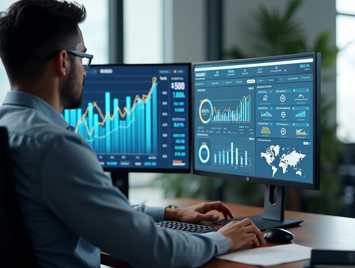 Profesional de marketing digital analizando métricas SEO en la agencia La P Publicitaria en Bogotá