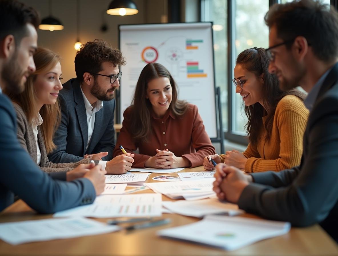 Equipo de La P Publicitaria en sesión de estrategia SEO y marketing de contenidos para clientes colombianos