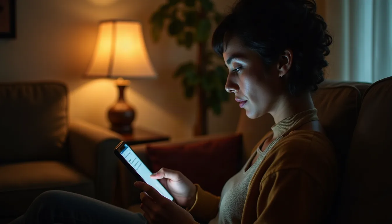 Persona escribiendo una búsqueda en Google desde su celular en casa