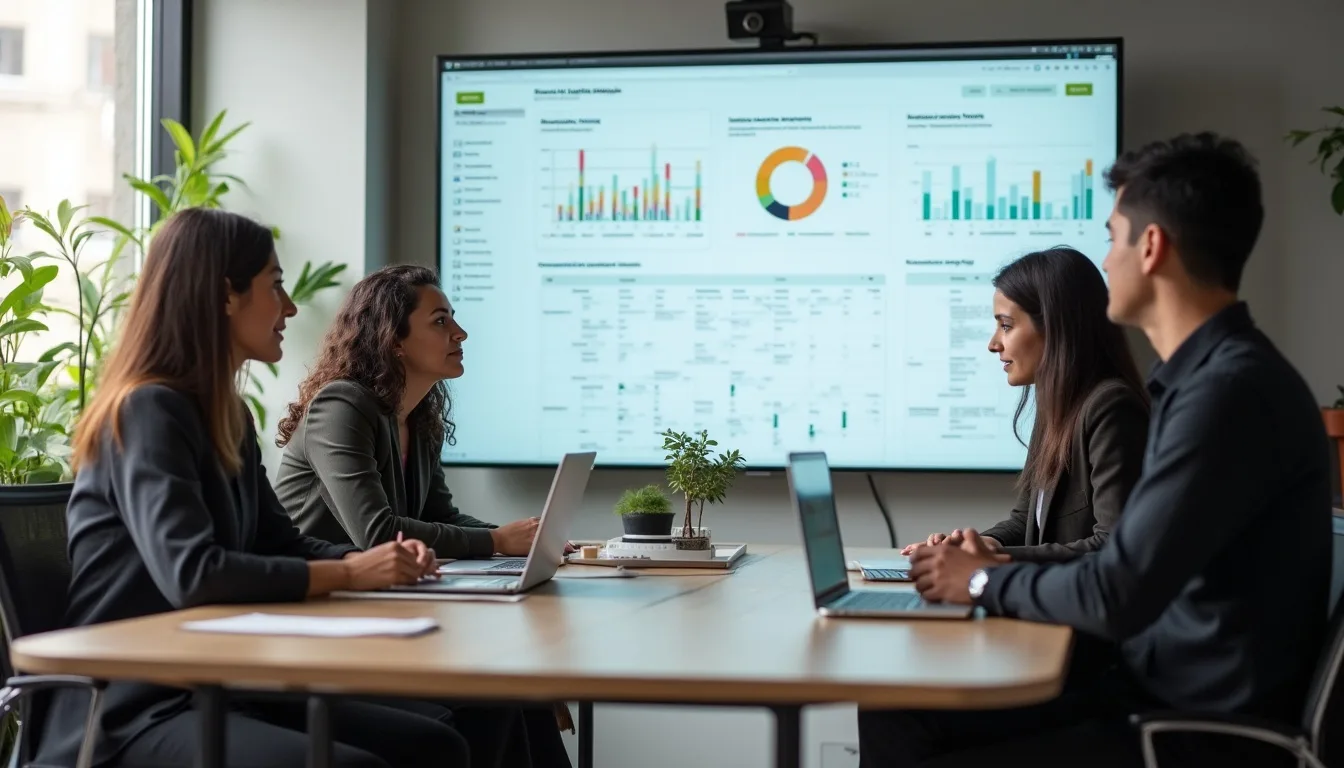 Equipo de marketing revisando el informe mensual de resultados digitales
